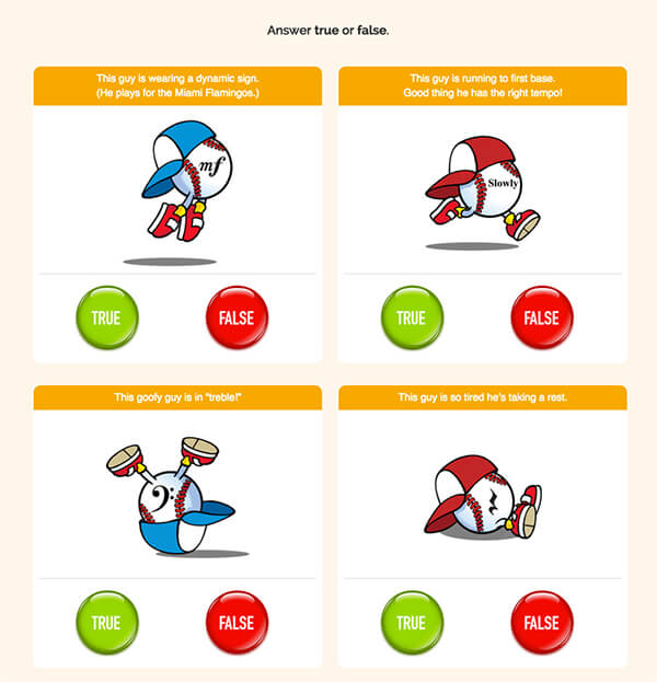 Interactive Piano Method® - 1A Sample Activity "Baseball Guys"