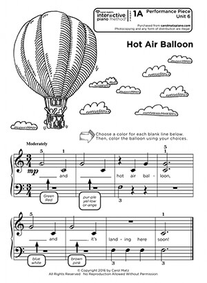 Interactive Piano Method® - Performance Piece Sample "Hot Air Balloon"
