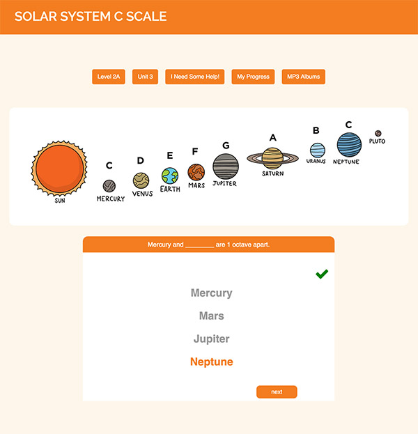 Interactive Piano Method® - 2A Sample Activity "Solar System"