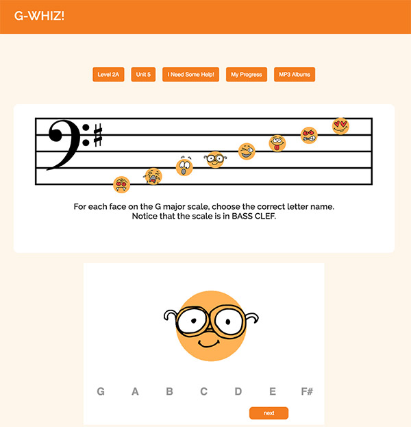 Interactive Piano Method® - 2A Sample Activity "G Whiz"